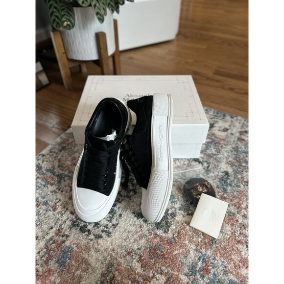 Alexander McQueen Plim Sole Black Canvas Sneakers 38